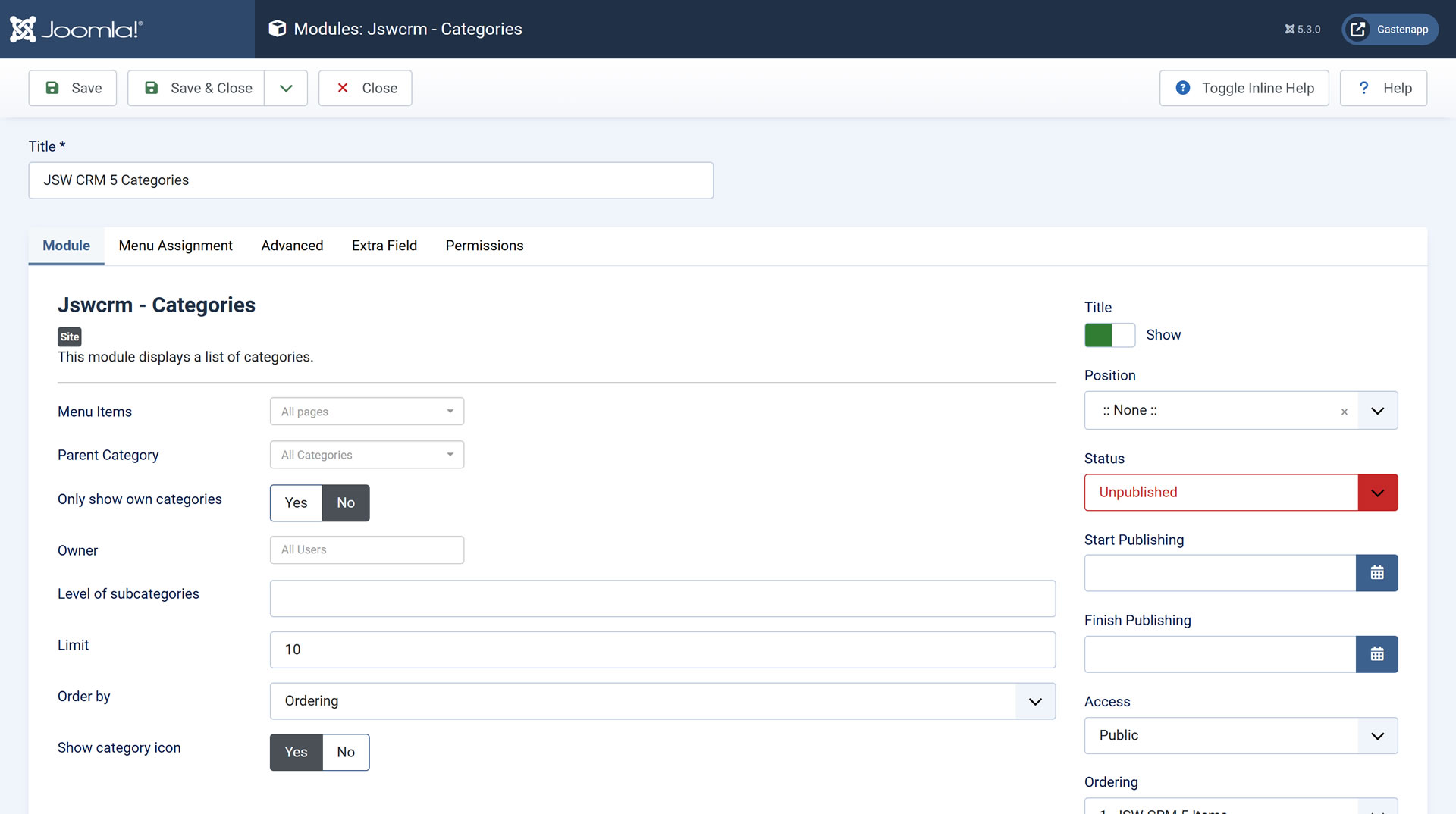 Categorie lijst module