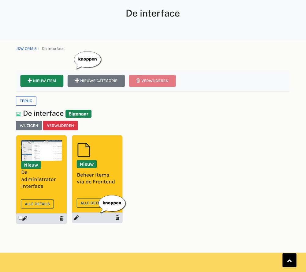 Beheer items via de Frontend