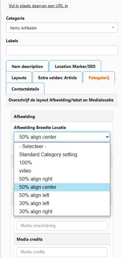Layout mogelijkheden